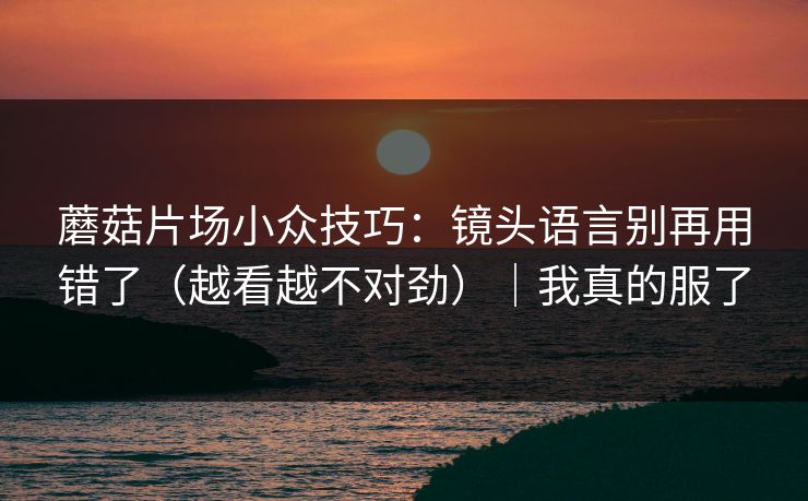 蘑菇片场小众技巧：镜头语言别再用错了（越看越不对劲）｜我真的服了